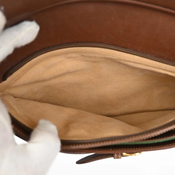 GUCCI Logo GG Pattern Shoulder Bag Coating Canvas Leather Brown - Picture 8 of 16
